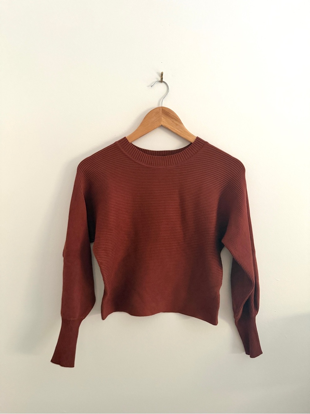 Pink Rose • Rust Ribbed Crewneck Sweater